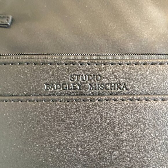 Badgley Mischka Black Vegan Leather Shoulder Bag Purse - Picture 11 of 12